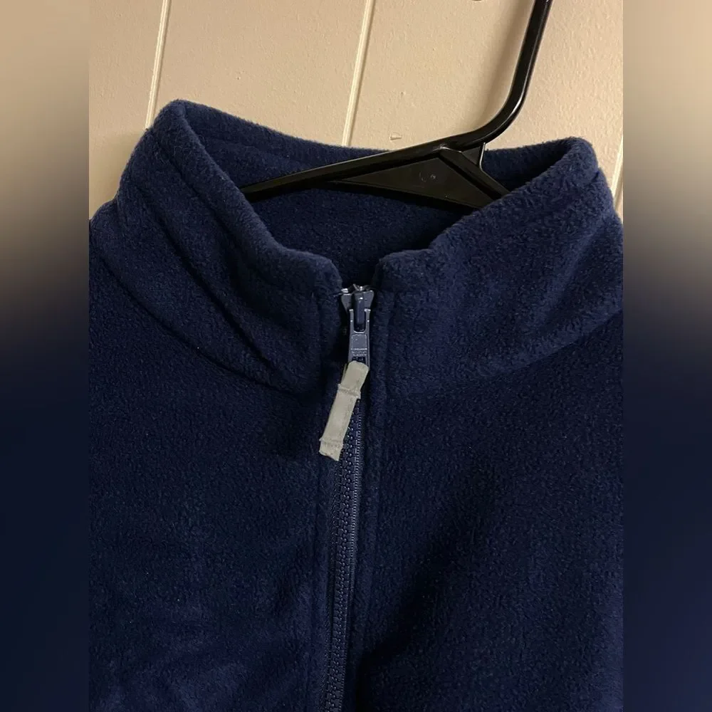 L.L. Bean Fleece Full Zip Jacket Mock Neck Sz L (14/16) Navy